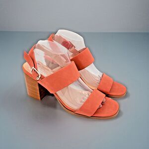 Soda Space Dress Sandals Rust Coral Stacked Block Heel Open Toe Slingback sz 10